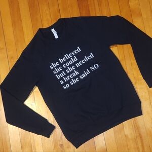 Black Graphic Crewneck Sweatshirt - Motivational Text